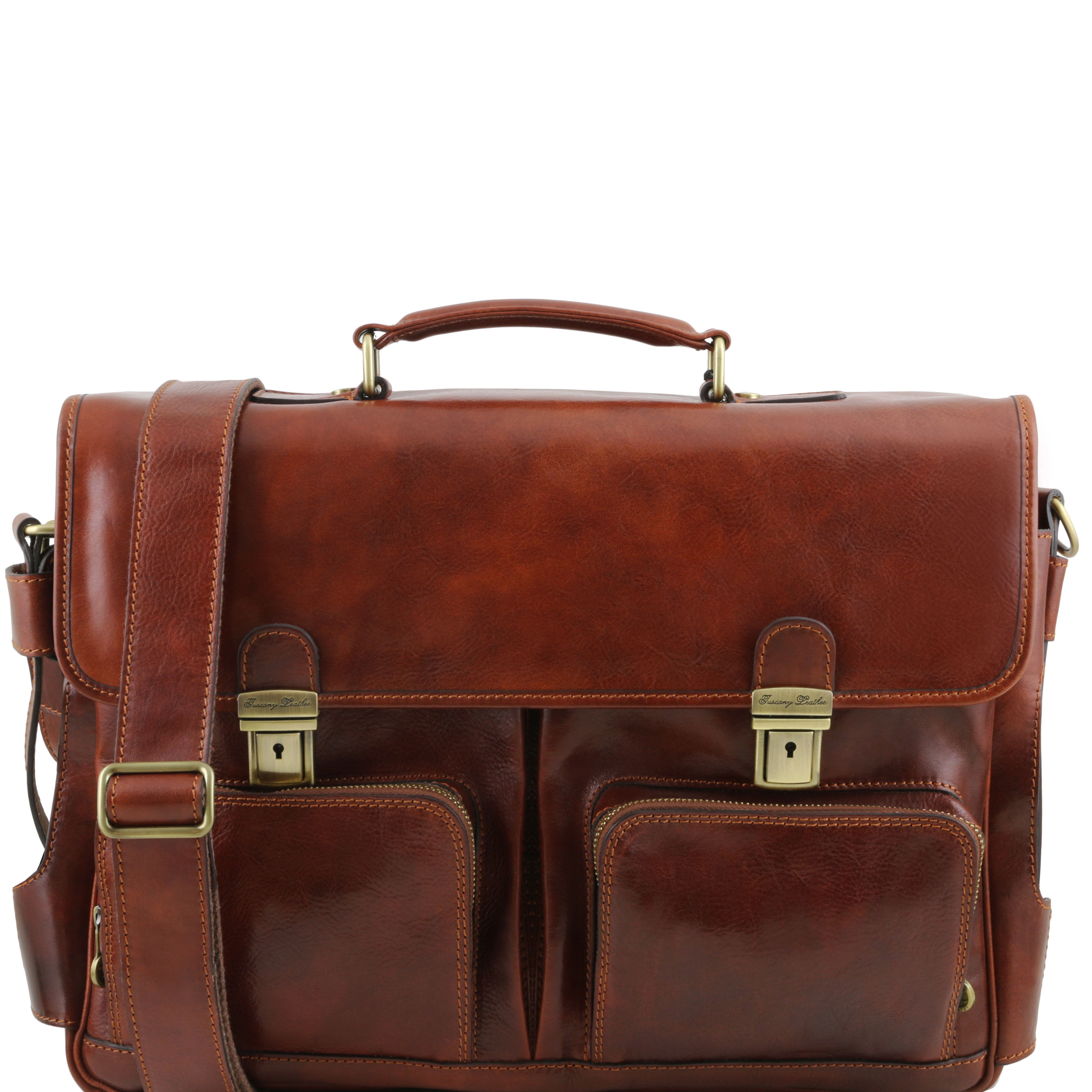 Leather multi compartment briefcase -  Ventimiglia 